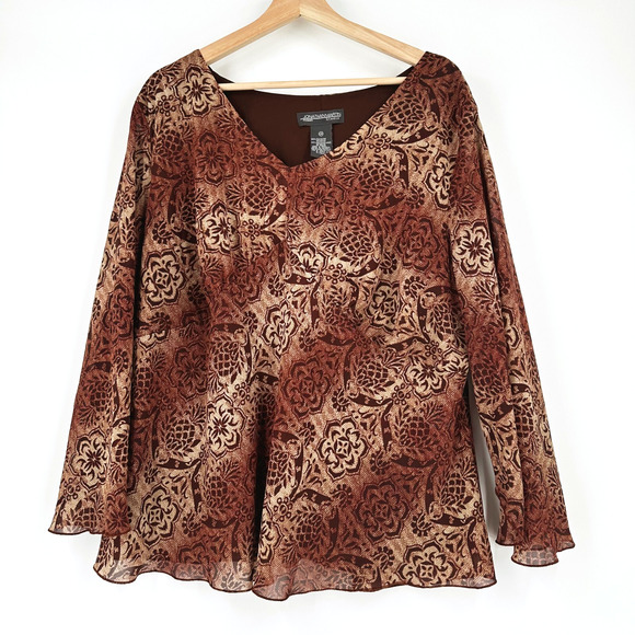 Jonathan Martin Y2K Babydoll Chiffon Top 22W Whimsy Flared Sleeve Fairygrunge - Picture 1 of 9